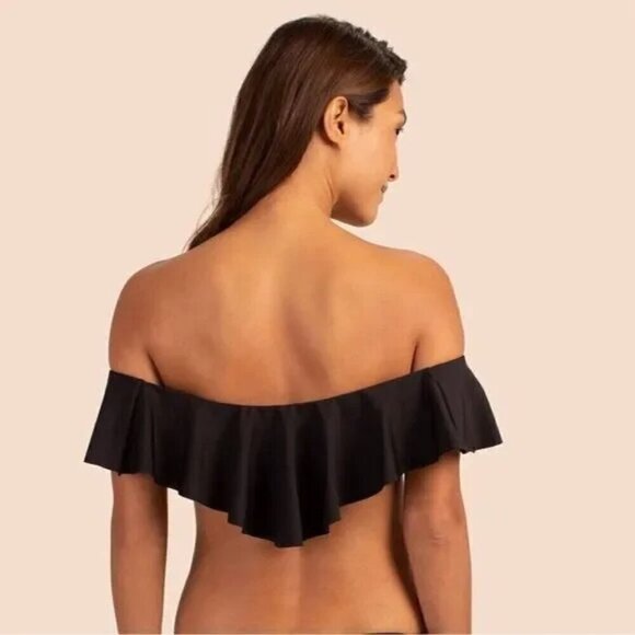 💕TRINA TURK💕 Monaco Solids Off The Shoulder Bandeau Bikini Top ~ Black 4 NWT - Picture 2 of 11